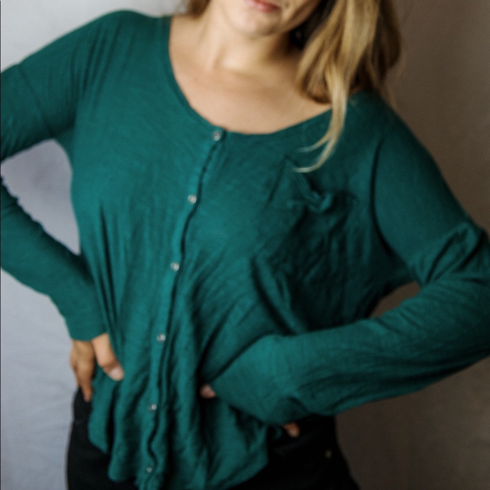 Teal Roxy Comfy Long sleeve button down